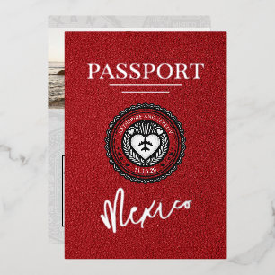 Invitation En Aluminium Passeport rouge Mexique Mariage