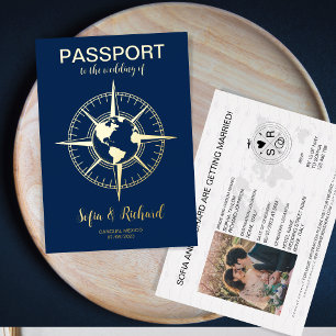 Invitation En Aluminium Passport Mariage Destination Compass World Ma