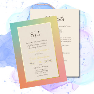 Invitation En Aluminium Pastel Gradient Retro Golden Elegant Mariage