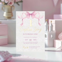 Pastel Pink Bow & Elegant Gold Script Anniversaire