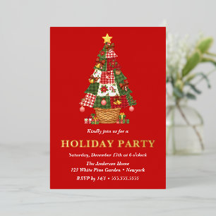 Invitation En Aluminium Patchwork Christmas Tree Fête