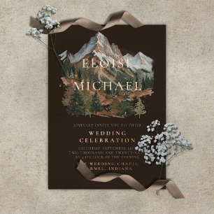 Invitation En Aluminium Paysage de montagne enneigée rustique aquarelle ma