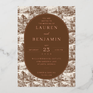 Invitation En Aluminium Paysage pastoral marron rustique