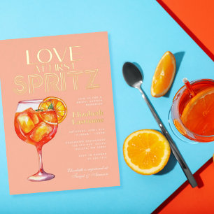 Invitation En Aluminium Peach Love au premier Spritz Enterrement de vie de