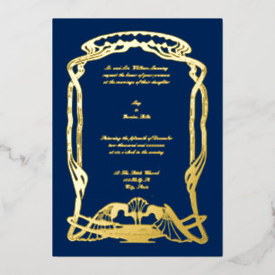 Invitation En Aluminium Peacocks Art Déco ou Art Nouveau vintage 1897