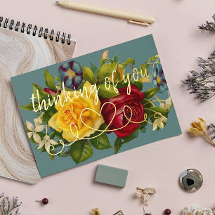 Invitation En Aluminium Penser À Vous Coeur Sur Des Roses Vintages Colorés