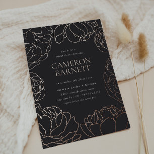 Invitation En Aluminium Peony Garden Fête des mariées florale foncée