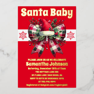Invitation En Aluminium Père Noël Baby Christmas Coquette Bow Baby shower