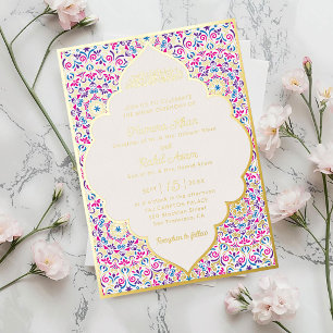 Invitation En Aluminium Perle Blanche Classique Bijou Or Mariage Musulman