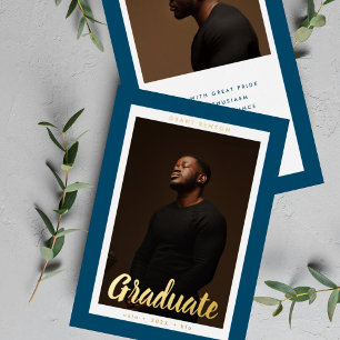Invitation En Aluminium Personnalisable "Graduate" Photo Graduate Gold