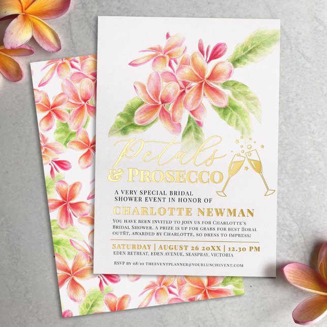 Invitation En Aluminium Pétales et poursuites Fête des mariées Frangipani  (Créateur téléchargé)