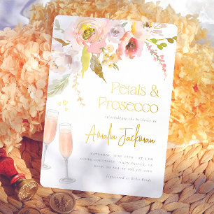Invitation En Aluminium Pétales et Prosecco Foil Fête des mariées florale