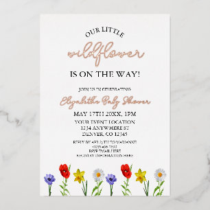Invitation En Aluminium Petit Baby shower Fleur sauvage