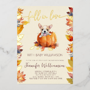 Invitation En Aluminium Petit Chiot Citrouille Chute dans Baby shower d'am