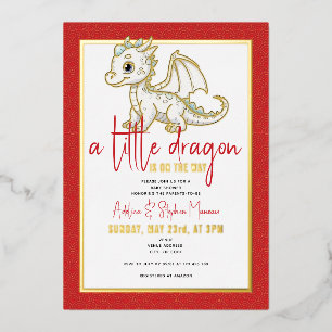Invitation En Aluminium Petit Dragon Mignonne Sur Le Chemin Baby shower Ro