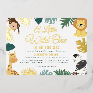 Invitation En Aluminium petit sauvage un safari baby shower boisé