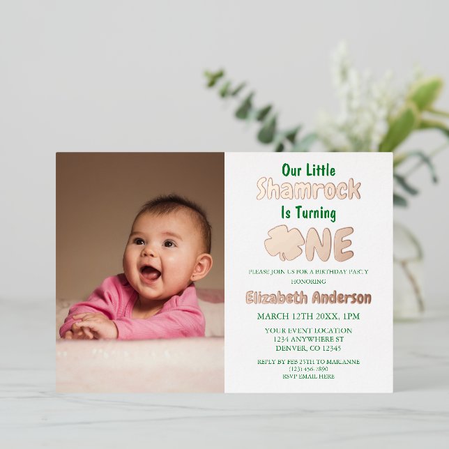 Invitation En Aluminium Petit Shamrock 1er anniversaire (Debout devant)