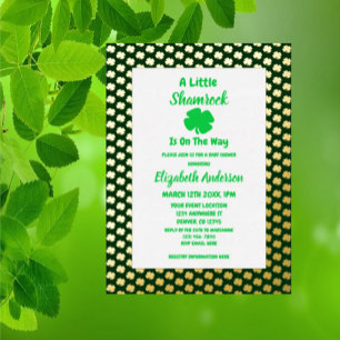 Invitation En Aluminium Petit Shamrock Fête de la Saint-Patrick Baby Showe