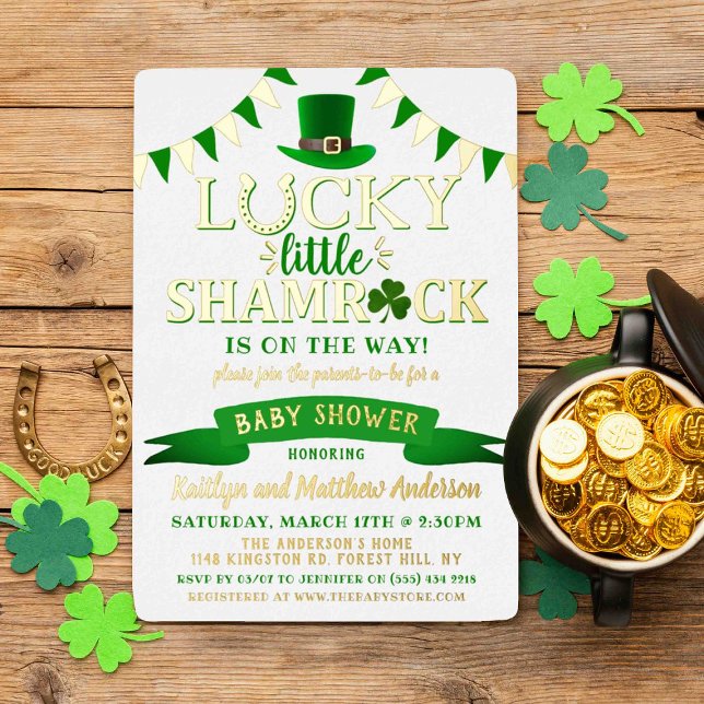 Invitation En Aluminium Petit Shamrock St. Patrick's Day Baby shower Real (Créateur téléchargé)