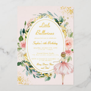 Invitation En Aluminium Petite Ballerine Fleur Or Anniversaire Enfants