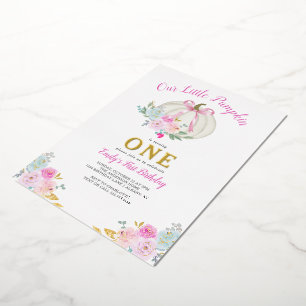 Invitation En Aluminium Petite Citrouille Bow Girls 1er Anniversaire Or