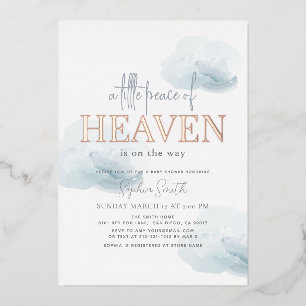 Invitation En Aluminium Petite Paix du Ciel Baby shower de garçon à nuages