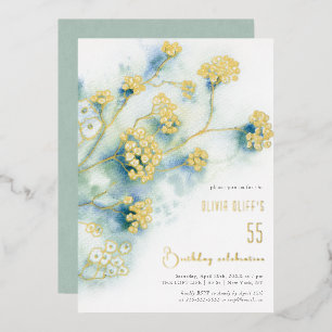 Invitation En Aluminium Petites Fleurs blanches Anniversaire N'importe que
