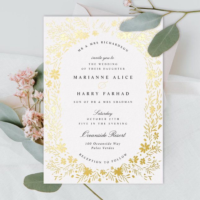 Invitation En Aluminium Petites fleurs peintes à la main Floral Frame Mari (Créateur téléchargé)