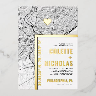 Invitation En Aluminium Philadelphia Love Locator   Ville Mariage à thème