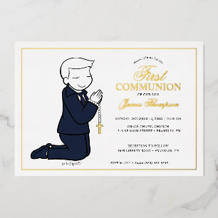 Invitation En Aluminium Philosophien Erste Kommunion - Junge