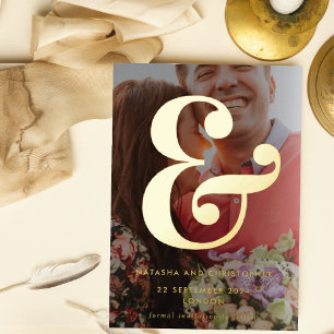 Invitation En Aluminium Photo Ampersand Vellum Overlay Style Enregistrer l