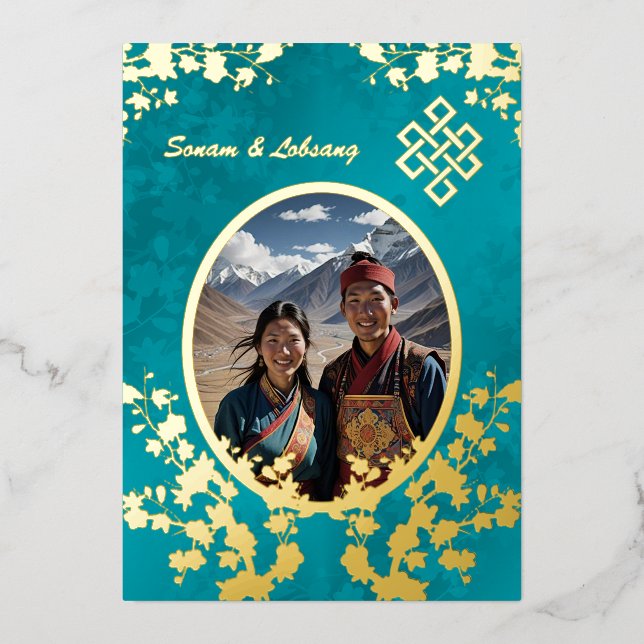 Invitation En Aluminium Photo Cherry Blossom Mariage tibétain (Recto)