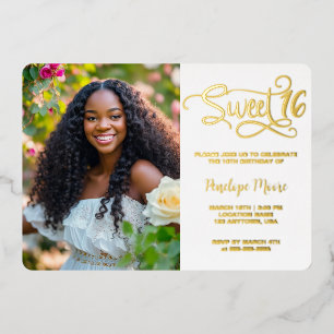 Invitation En Aluminium Photo d'anniversaire Sweet 16 écriture tendance