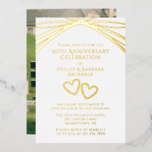Invitation En Aluminium Photo d'Arche Élégante 50e Anniversaire de Mariage