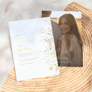 Invitation En Aluminium Photo de Fête de Mariage Élégante avec Fleurs Sauv