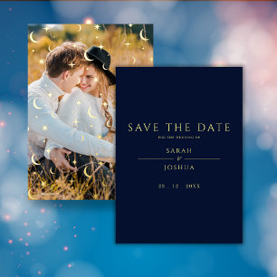 Invitation En Aluminium Photo de la Lune étoilée de la Marine céleste