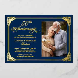 Invitation En Aluminium Photo de l'anniversaire du Mariage de cadre Vintag