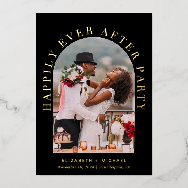 Invitation En Aluminium Photo de l'arche élégante Réception de mariage Noi (Recto)