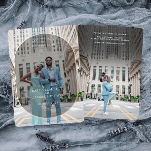 Invitation En Aluminium Photo de luxe et minime Économisez la date