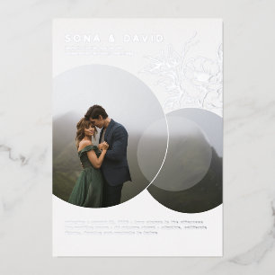 Invitation En Aluminium Photo de mariage floral minimaliste moderne