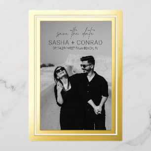 Invitation En Aluminium Photo de mariage moderne avec bordure grasse Enreg