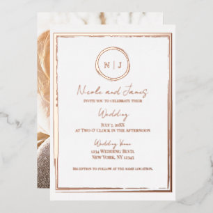 Invitation En Aluminium Photo de mariage moderne rose gold tendance bordur