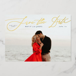 Invitation En Aluminium Photo De Marine Classique L'Or Mariage Enregistrer