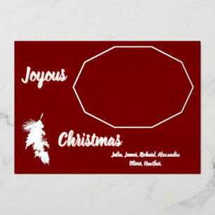 Invitation En Aluminium Photo de Noël Joyeux Rouge Foncé Feuille d'Argent 