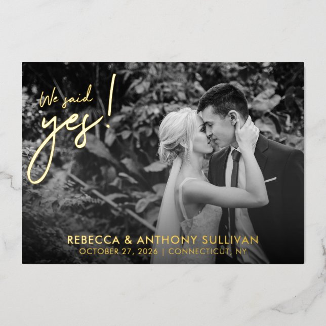 Invitation En Aluminium Photo de 'Nous avons dit oui' | Photo de réception (Recto)