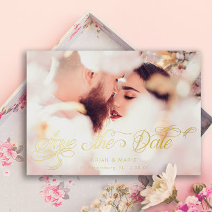 Invitation En Aluminium Photo de script de calligraphie personnalisée Enre