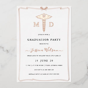 Invitation En Aluminium Photo d'études supérieures MD RN Caduceus