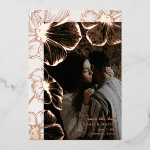 Invitation En Aluminium Photo florale moderne Mariage élégant Enregistrer