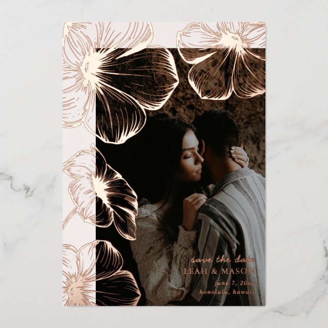 Invitation En Aluminium Photo florale moderne Mariage élégant Enregistrer  (Recto)