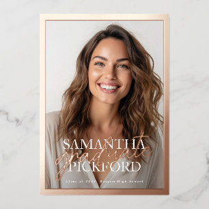 Invitation En Aluminium Photo High School 2025 Graduation Party Rose Gold